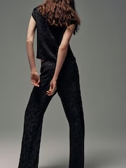 Mango Black High Neck Button Detail Short Sleeve Blouse - Image 2 of 6