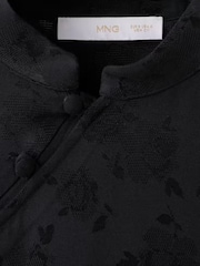 Mango Black High Neck Button Detail Short Sleeve Blouse - Image 5 of 6