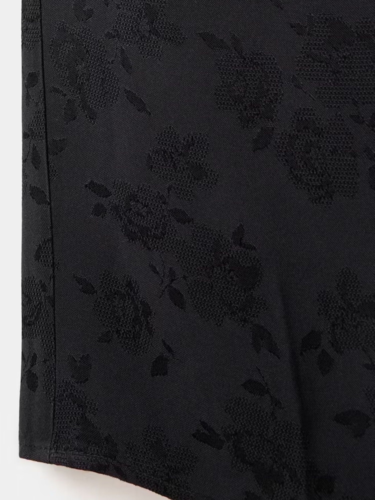 Mango Black High Neck Button Detail Short Sleeve Blouse - Image 6 of 6