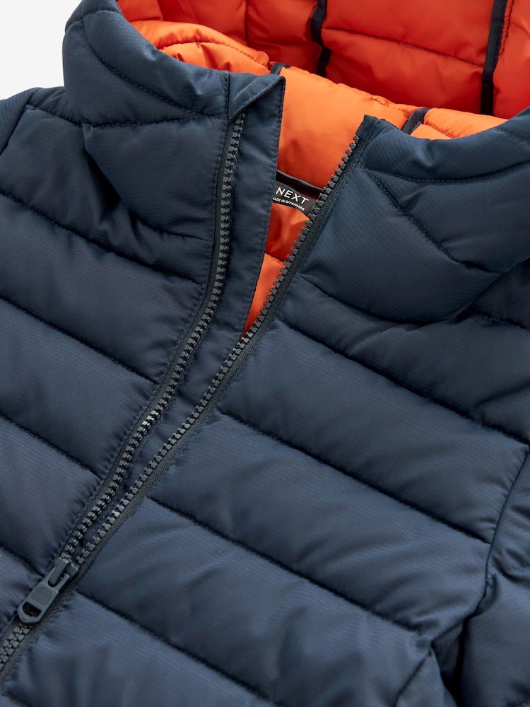 Navy Blue Quilted Midweight Hooded Jacket (3-17yrs) - Image 5 of 5