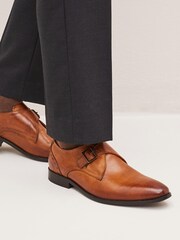 Tan Brown Single Strap Monk Shoes - Image 1 of 6