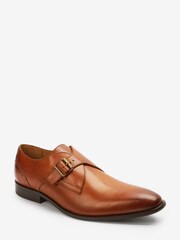 Tan Brown Single Strap Monk Shoes - Image 3 of 6