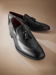Black Signature Leather Tassel Loafers - Image 3 of 5
