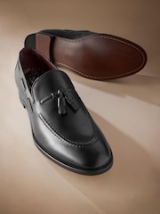 Black Signature Leather Tassel Loafers - Image 4 of 5