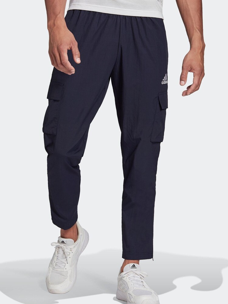 adidas Blue Essentials Small Logo Woven Cargo 7/8 Pants - Image 1 of 6