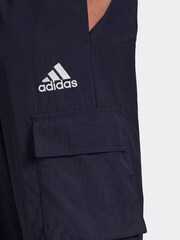 adidas Blue Essentials Small Logo Woven Cargo 7/8 Pants - Image 4 of 6