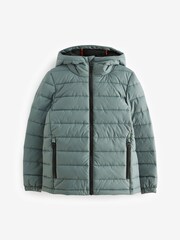 Teal Blue Quilted Midweight Hooded Jacket (3-16yrs) - Image 1 of 10