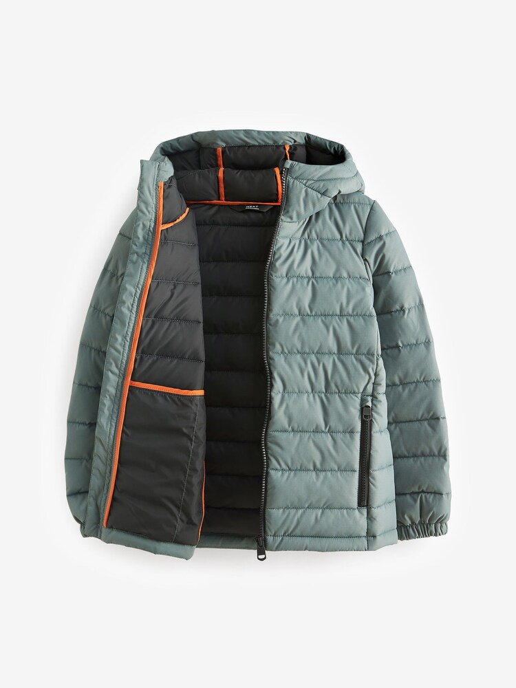 Teal Blue Quilted Midweight Hooded Jacket (3-16yrs) - Image 2 of 10