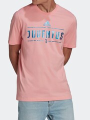 adidas Pink Juventus 100% Cotton Graphic T-Shirt - Image 3 of 6