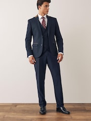 Navy Blue Trimmed Striped Suit: Trousers - Image 2 of 8