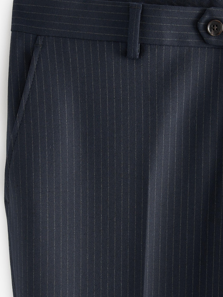 Navy Blue Trimmed Striped Suit: Trousers - Image 8 of 8 Navy Blue Trimmed Striped Suit: Trousers - Image 8 of 8