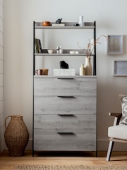 Grey Bronx Ladder Oak Effect Chest of Drawers - Image 2 of 10