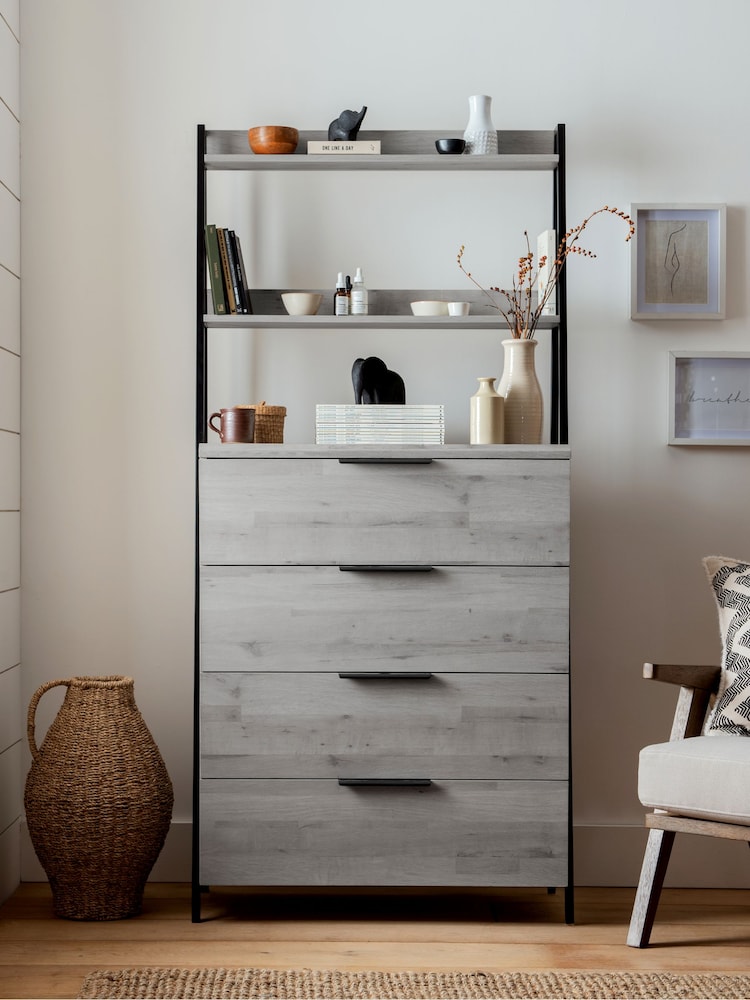 Grey Bronx Ladder Oak Effect Chest of Drawers - Image 2 of 10