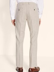 Slim Fit Taupe & Brown Houndstooth Suit: Trousers - Image 2 of 3