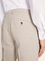 Slim Fit Taupe & Brown Houndstooth Suit: Trousers - Image 3 of 3