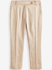 Natural Linen Blend Textured Taper Trousers - Image 5 of 5