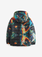 Black Print Quilted Midweight Hooded Jacket (3-16yrs) - Image 2 of 5