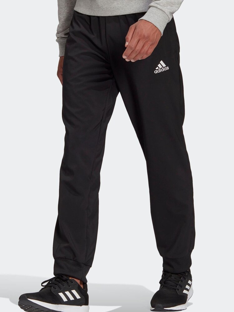 adidas Black AEROREADY Essentials Stanford Tapered Cuff Embroidered Small Logo Joggers - Image 1 of 5