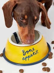 Joules Yellow Bone Appetite Stainless Steel Dog Bowl - Image 1 of 4