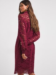 JD Williams Burgundy Red Lace Shirt Dress - Image 3 of 4