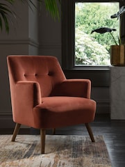 Soft Velvet Rust Brown Carter Armchair - Image 1 of 9
