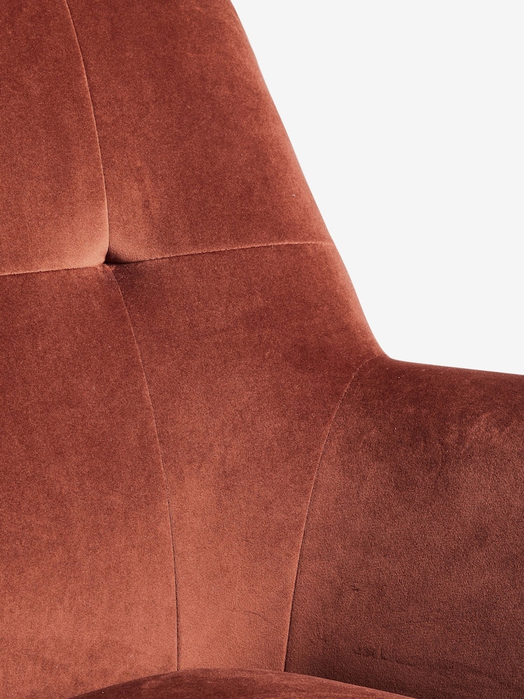 Soft Velvet Rust Brown Carter Armchair - Image 2 of 9