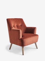 Soft Velvet Rust Brown Carter Armchair - Image 6 of 9