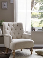 Tweedy Plain Light Natural Collection Luxe Wolton Highback Accent Chair - Image 1 of 10