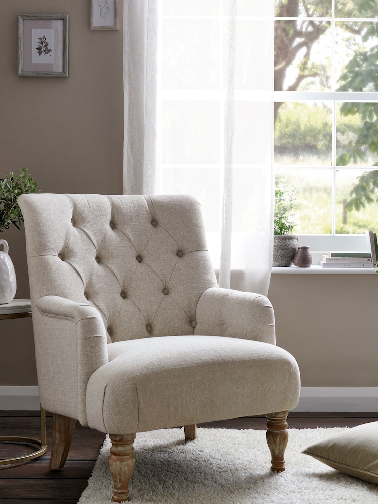 Tweedy Plain Light Natural Collection Luxe Wolton Highback Accent Chair - Image 1 of 10