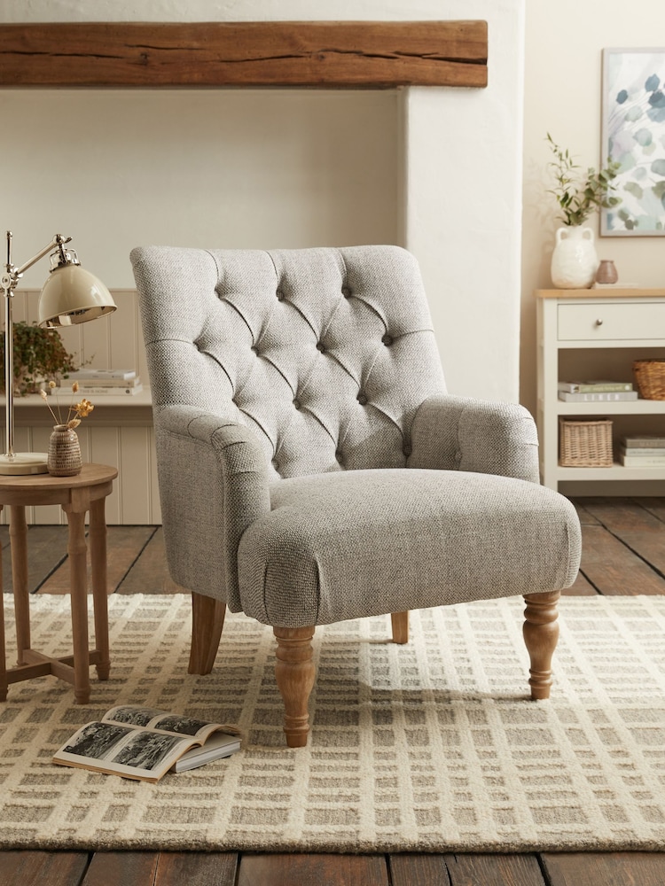 Chunky Weave Dove Grey Collection Luxe Wolton Highback Accent Chair - Image 1 of 9