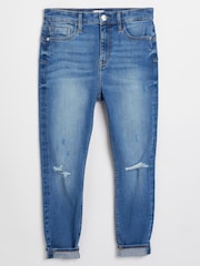 Синие моделирующие джинсы скинни с завышенной талией River Island Tram - Изображение 5 из 5