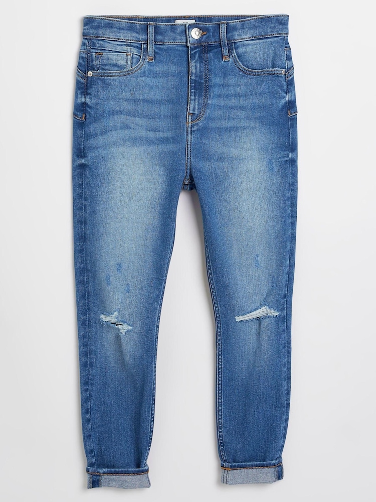 Синие моделирующие джинсы скинни с завышенной талией River Island Tram - Изображение 5 из 5