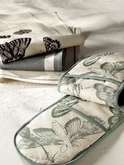 Kew Gardens Green 100% Cotton Double Oven Gloves - Image 2 of 5