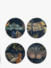 Kew Gardens Set of 4 Blue Living Jewels Midnight Round Coasters - Image 1 of 2