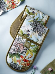 Kew Gardens Blue 100% Cotton Bee Floral Double Oven Gloves - Image 1 of 2