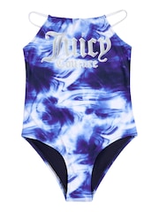 Juicy Couture Blue Marble Print Swimsuit - Image 1 of 2