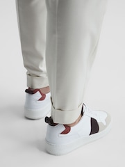 Reiss White Bordeaux Mix Aira Mid Top Leather Trainers - Image 3 of 8
