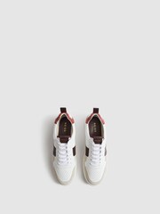 Reiss White Bordeaux Mix Aira Mid Top Leather Trainers - Image 4 of 8