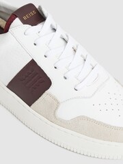 Reiss White Bordeaux Mix Aira Mid Top Leather Trainers - Image 5 of 8