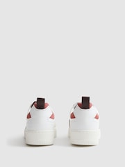 Reiss White Bordeaux Mix Aira Mid Top Leather Trainers - Image 6 of 8