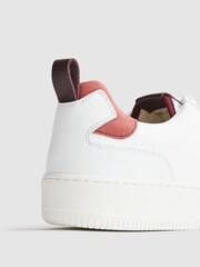 Reiss White Bordeaux Mix Aira Mid Top Leather Trainers - Image 7 of 8
