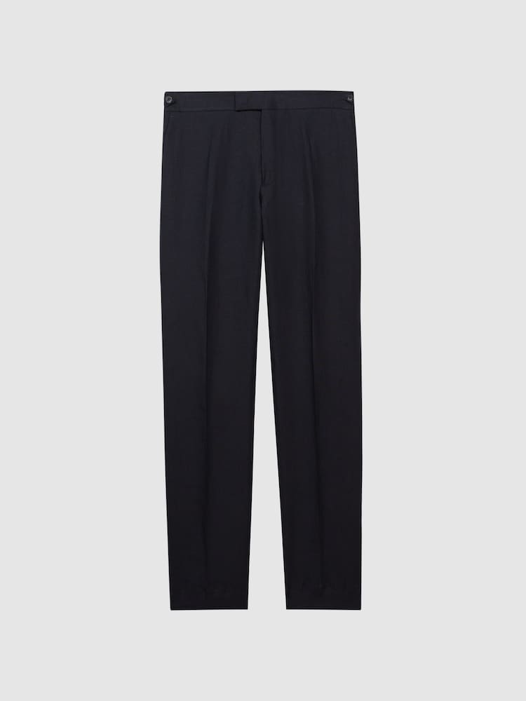 Reiss Navy Kin Slim Fit Linen Formal Trousers - Image 2 of 5