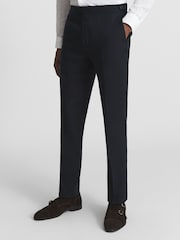 Reiss Navy Kin Slim Fit Linen Formal Trousers - Image 3 of 5
