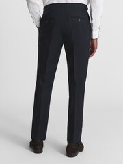Reiss Navy Kin Slim Fit Linen Formal Trousers - Image 5 of 5