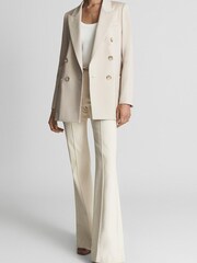 Reiss Neutral Nrd Alyx Double Breasted Twill Blazer - Image 3 of 6