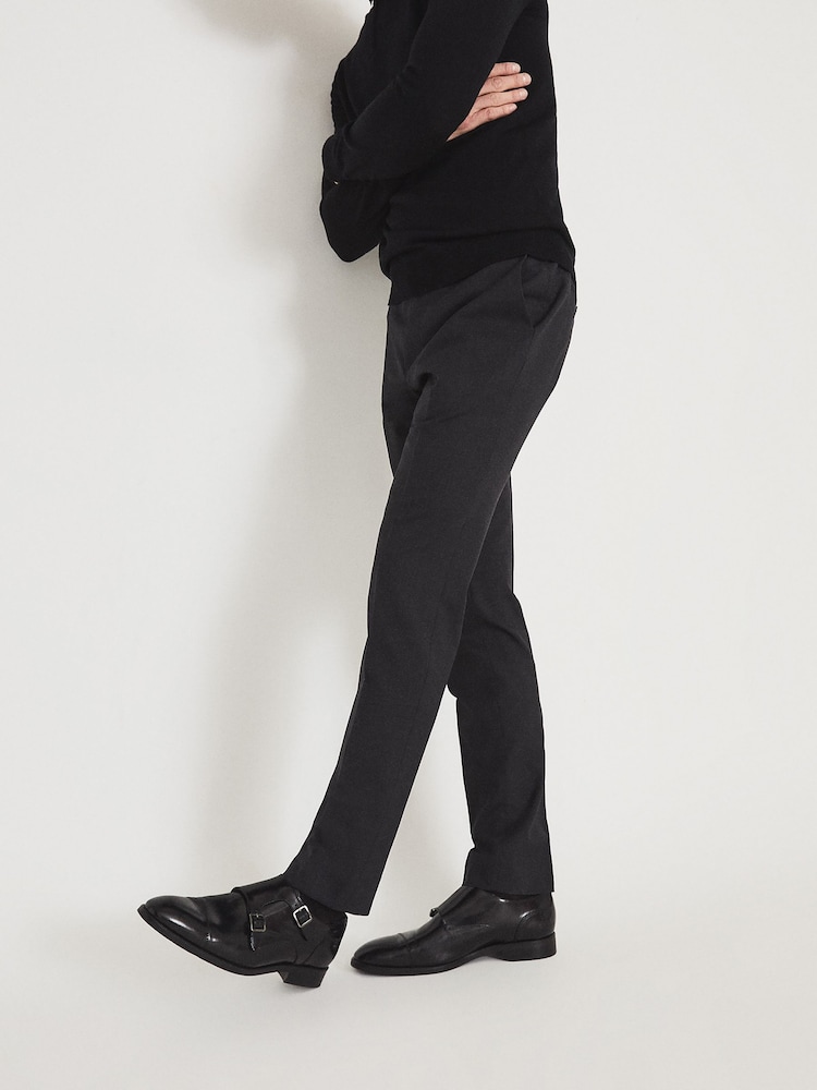 Reiss Black Rivington High Shine Leather Monk Strap Shoes - Image 2 of 7