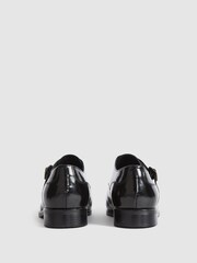 Reiss Black Rivington High Shine Leather Monk Strap Shoes - Image 6 of 7
