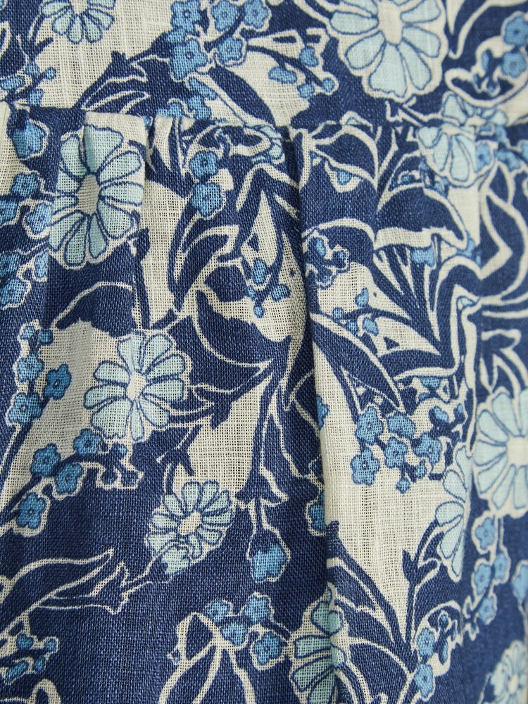 Reiss Blue Print Elsbeth Junior Printed Linen Top - Image 8 of 8