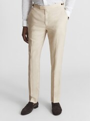 Reiss Stone Kin Slim Fit Linen Formal Trousers - Image 1 of 5