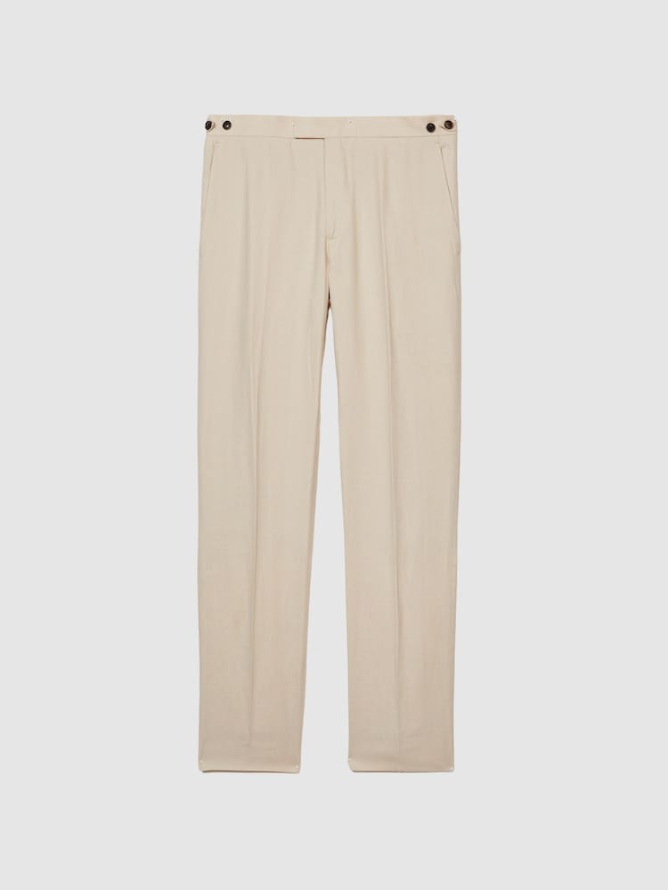 Reiss Stone Kin Slim Fit Linen Formal Trousers - Image 2 of 5